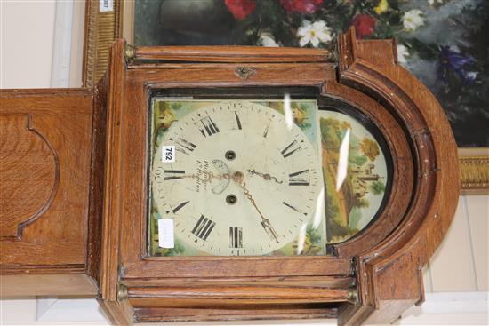 An early 19th century eight day oak longcase clock H.207cm